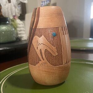Dwayne Blackhorse signed Handcrafted Vase